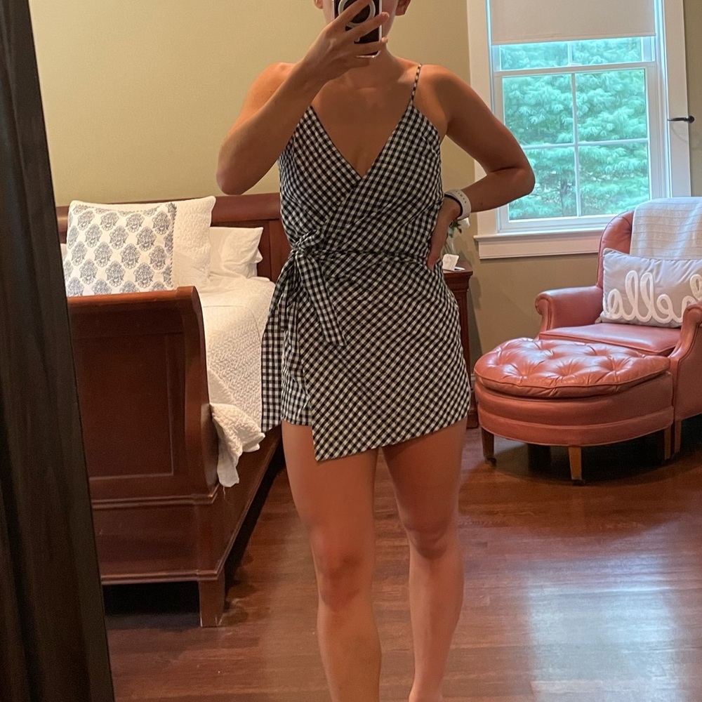 Lioness Black and White Gingham Checkered Romper